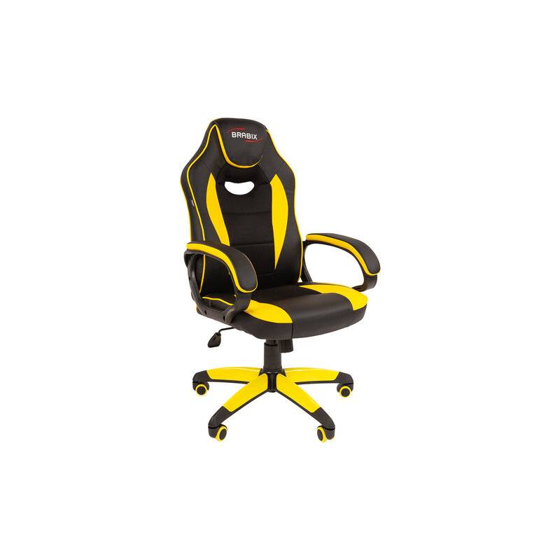 Кресло компьютерное BRABIX Blaze GM-162, TW/экокожа, черное/желтое, 532579, 7083507 главное фото